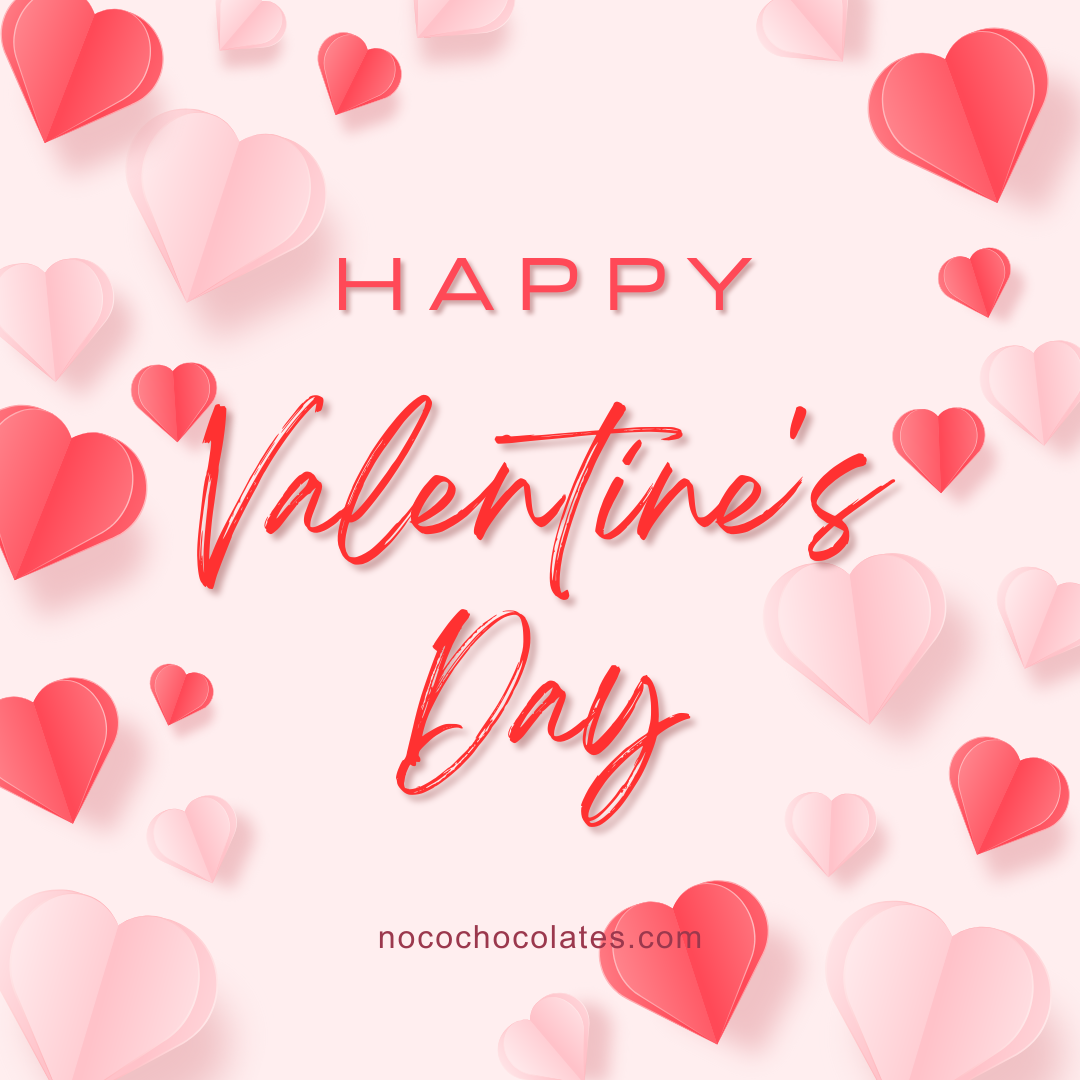 A gift card featuring an array of pink and red hearts with the notation of happy valentine's day.