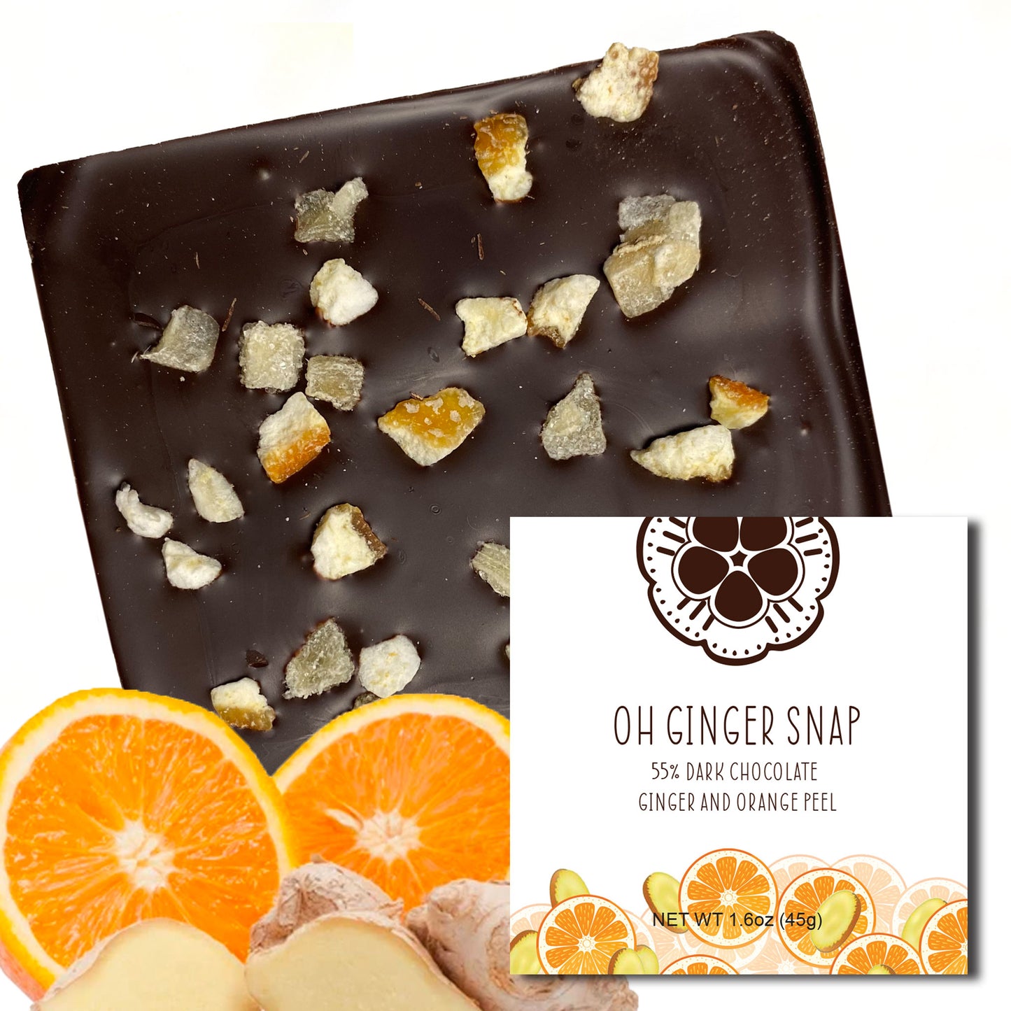 55% Dark Chocolate Bar Oh Ginger Snap