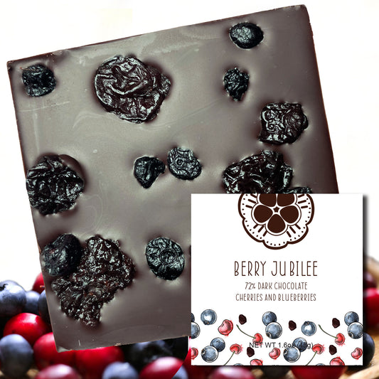 72% Dark Chocolate Bar Berry Jubilee