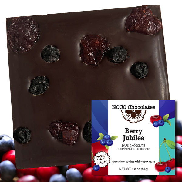 72% Dark Chocolate Bar Berry Jubilee