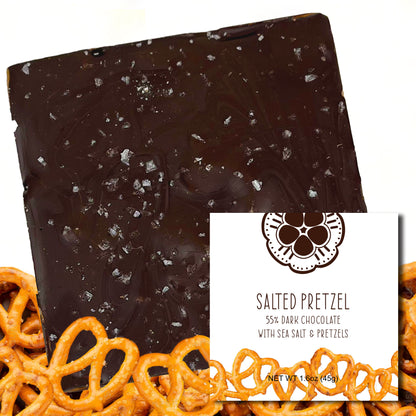 New! Salted Pretzel 55% Dark Chocolate Bar