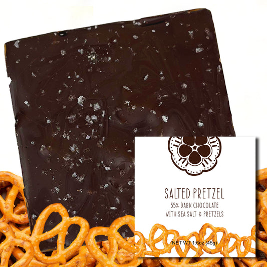 Salted Pretzel 55% Dark Chocolate Bar